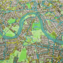 London Street Map with Cycle Routes (Aqua)