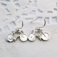 Handmade Silver Bicycle Charm Earrings