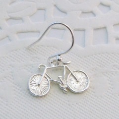 Handmade Silver Bicycle Charm Earrings