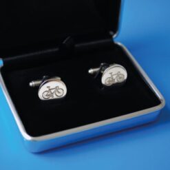 Handmade Engraved Silver Bicycle Cufflinks