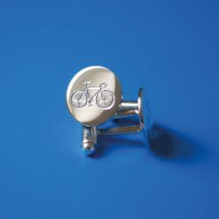 Handmade Engraved Silver Bicycle Cufflinks