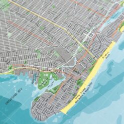 New York City Street Map with Cycle Routes (Forest)