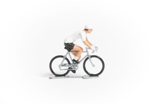 tdf white jersey mini cyclist figurine