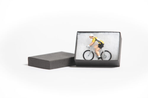 mini cyclist figurine in box
