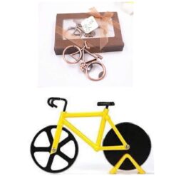 Bicycle Bottle Opener & Yellow Bike Pizza Cutter Combo