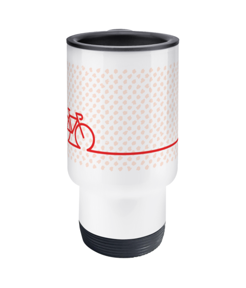 red bike thermos mug